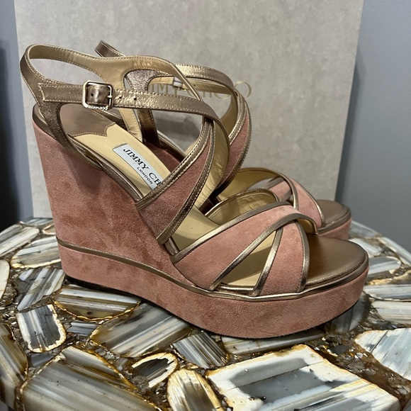 Jimmy Choo Alissa 120 Wedge Sandal Blush - Picture 7 of 9
